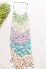 Pastel Shades Multi-Strand Beaded Waterfall Necklace