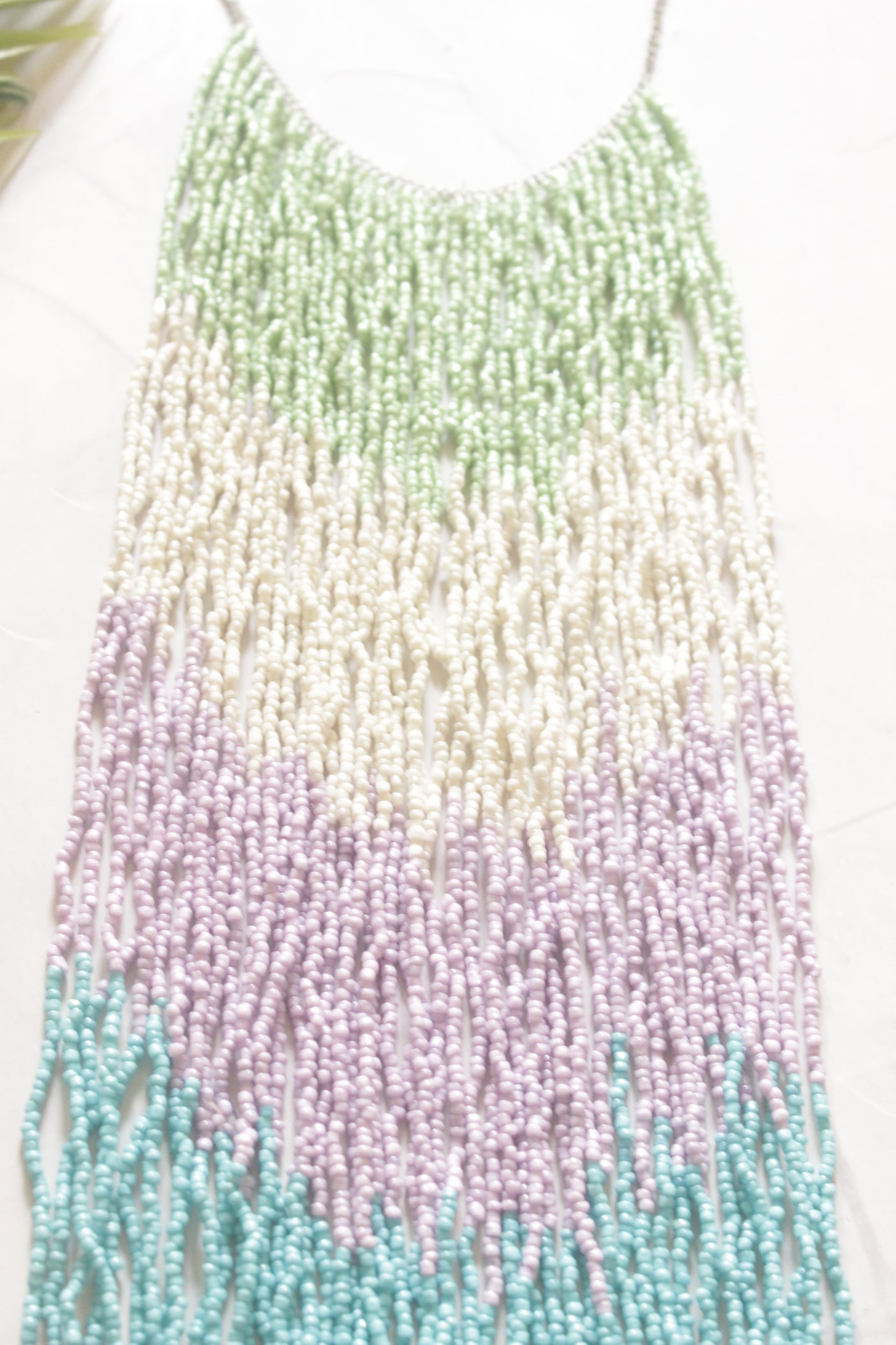 Pastel Shades Multi-Strand Beaded Waterfall Necklace