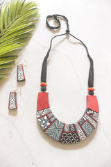 Aztec Geometric Terracotta Handmade Choker Necklace Set