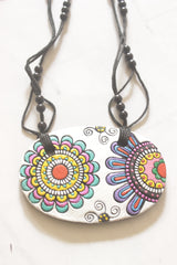 Hand Painted Flowers Terracotta Clay Long Necklace Set