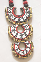3 Layer Pendant Warli Art Hand Painted Terracotta Clay Necklace Set