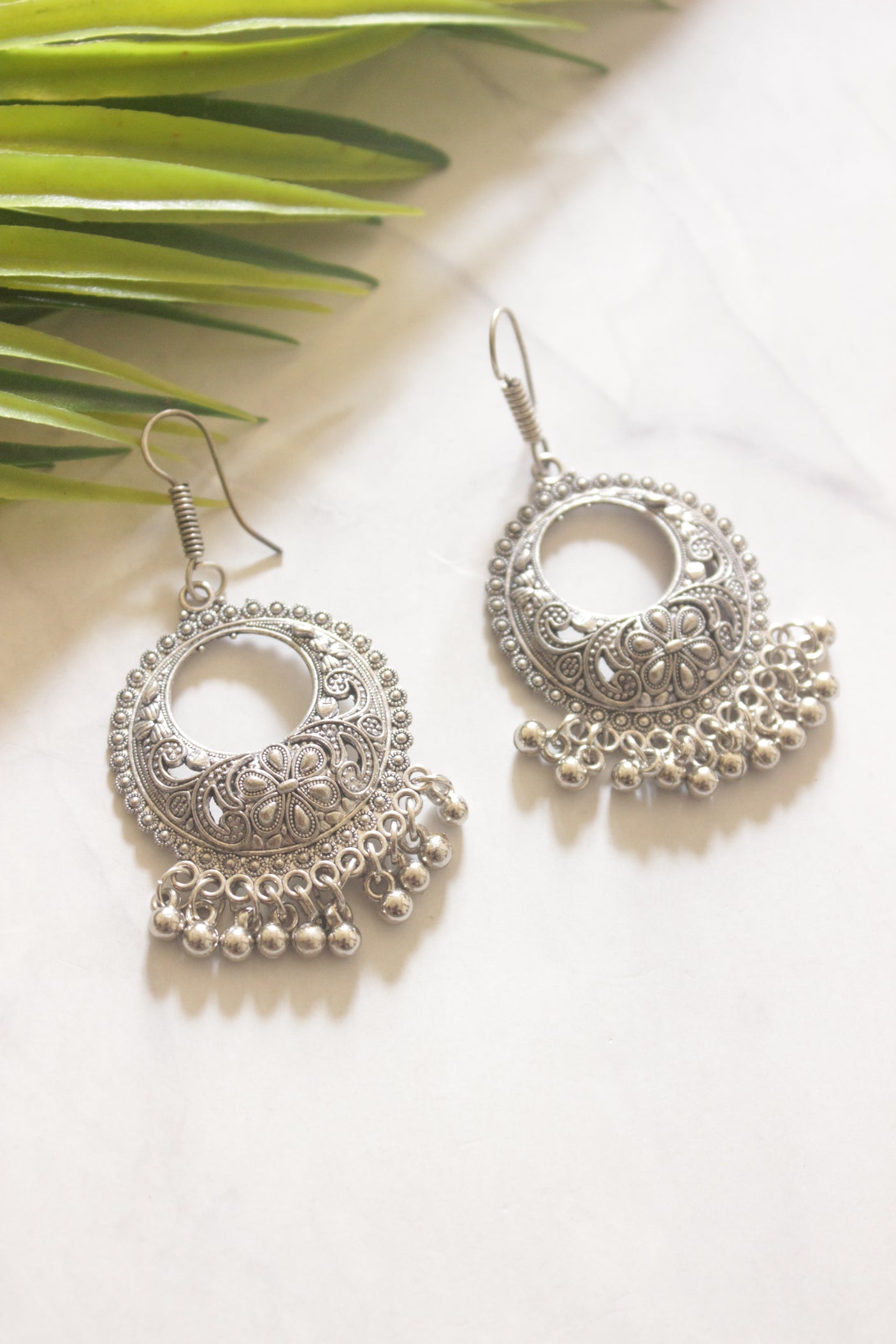 Silver Finish Metal Earrings