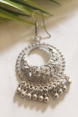 Silver Finish Metal Earrings