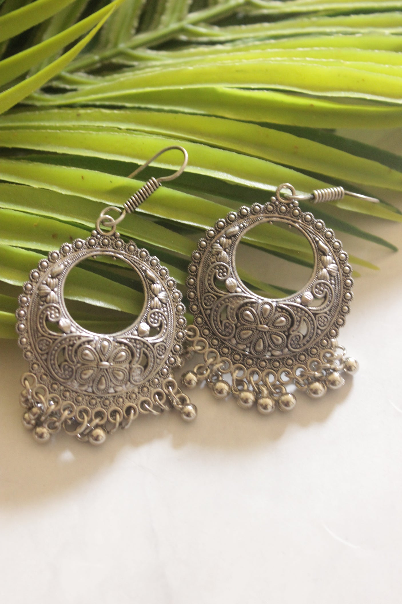 Silver Finish Metal Earrings