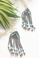 Grey and Multi-Color Hand Beaded Long Necklace Set