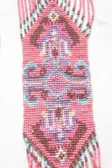 Pink and Blue Hand Beaded Long Necklace Set