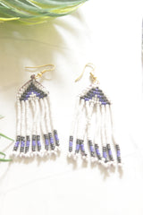 White and Multi-Color Hand Beaded Long Necklace Set