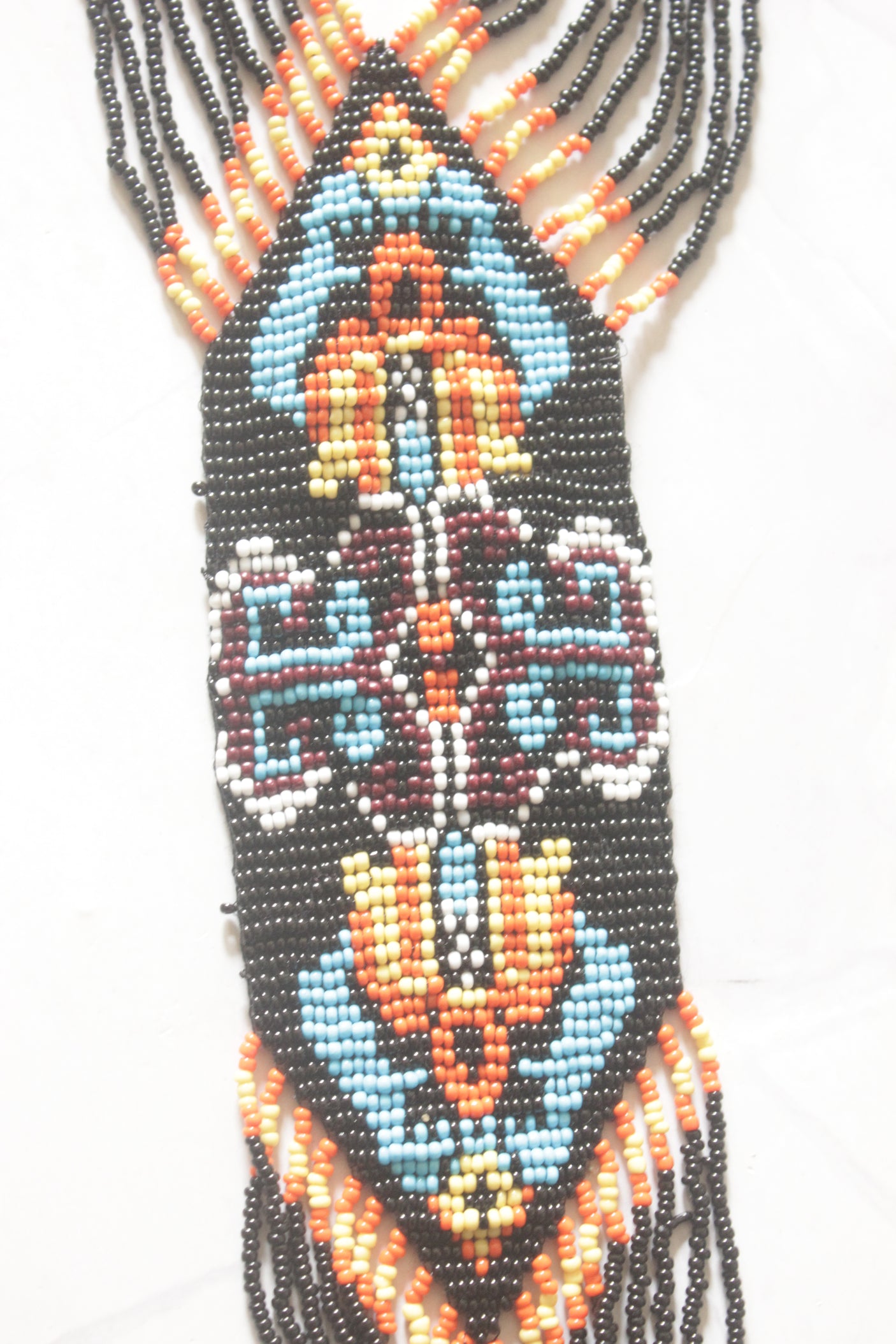 Black and Blue Hand Beaded Long Necklace Set