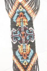 Black and Blue Hand Beaded Long Necklace Set