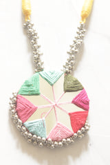 Multi-Color Hand Embroidered Mirror and Ghungroo Necklace