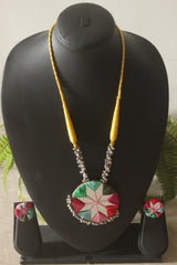 Multi-Color Hand Embroidered Mirror and Ghungroo Necklace