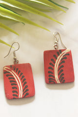 Red Hand-Painted Warli Art Ceramic Necklace Set