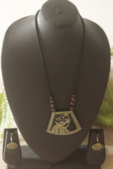 Black Hand-Painted Peacock Ceramic Necklace Set
