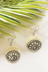 Cream & Black Hand-Painted Lord Ganesha Ceramic Necklace Set