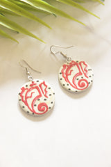 Cream & Red Hand-Painted Lord Ganesha Ceramic Necklace Set