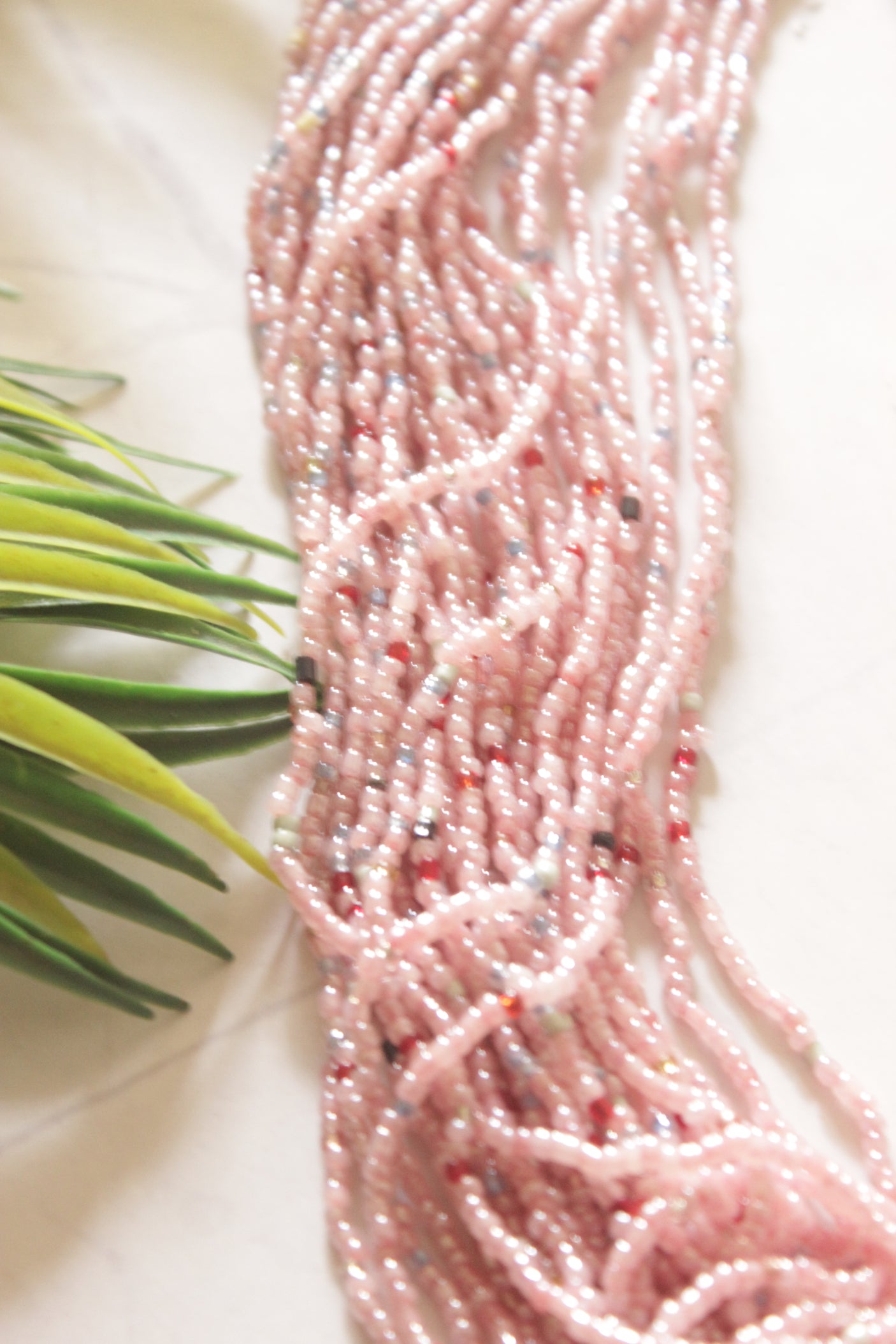 Blush Pink Beads Hand Beaded Multi-Layer Necklace