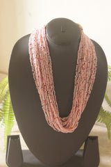 Blush Pink Beads Hand Beaded Multi-Layer Necklace