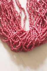 Cranberry Pink Beads Hand Beaded Multi-Layer Necklace