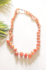 Natural Carnelian Necklace with Silver Beads