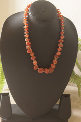 Natural Carnelian Necklace with Silver Beads
