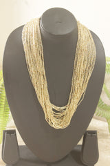 Golden Shimmer Beads Hand Beaded Multi-Layer Necklace