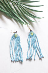Blue and Pink Hand Beaded Long Necklace Set