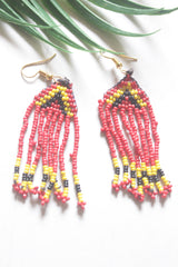 Red and Blue Hand Beaded Long Necklace Set