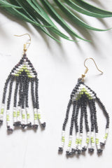 Black and Multi-Color Hand Beaded Long Necklace Set