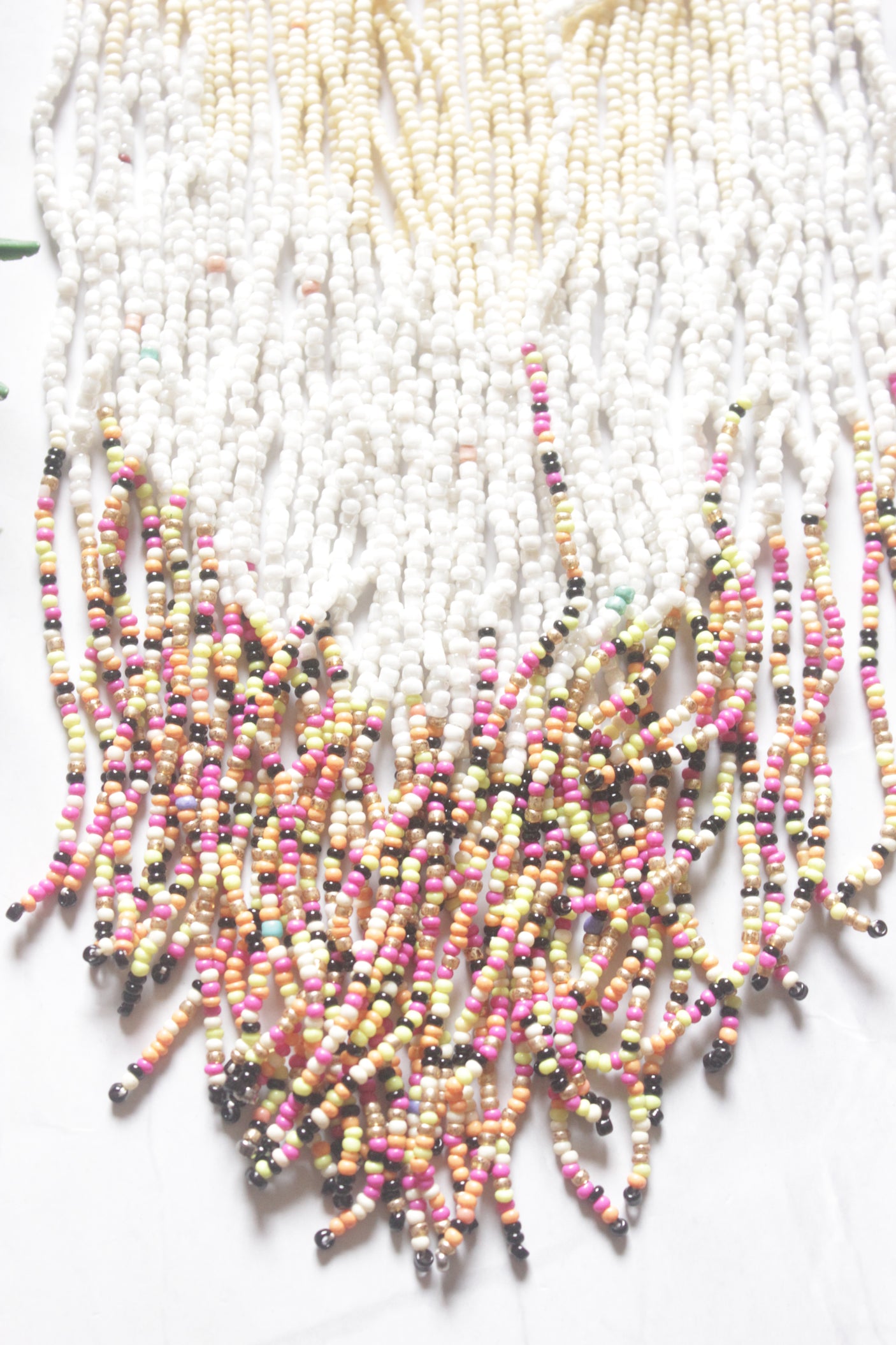 Colour Block Pastel Colors Ombre Seed Bead Long Fringe Waterfall Necklace