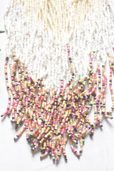 Colour Block Pastel Colors Ombre Seed Bead Long Fringe Waterfall Necklace