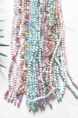 Multi-Color Seed Bead Long Fringe Waterfall Necklace