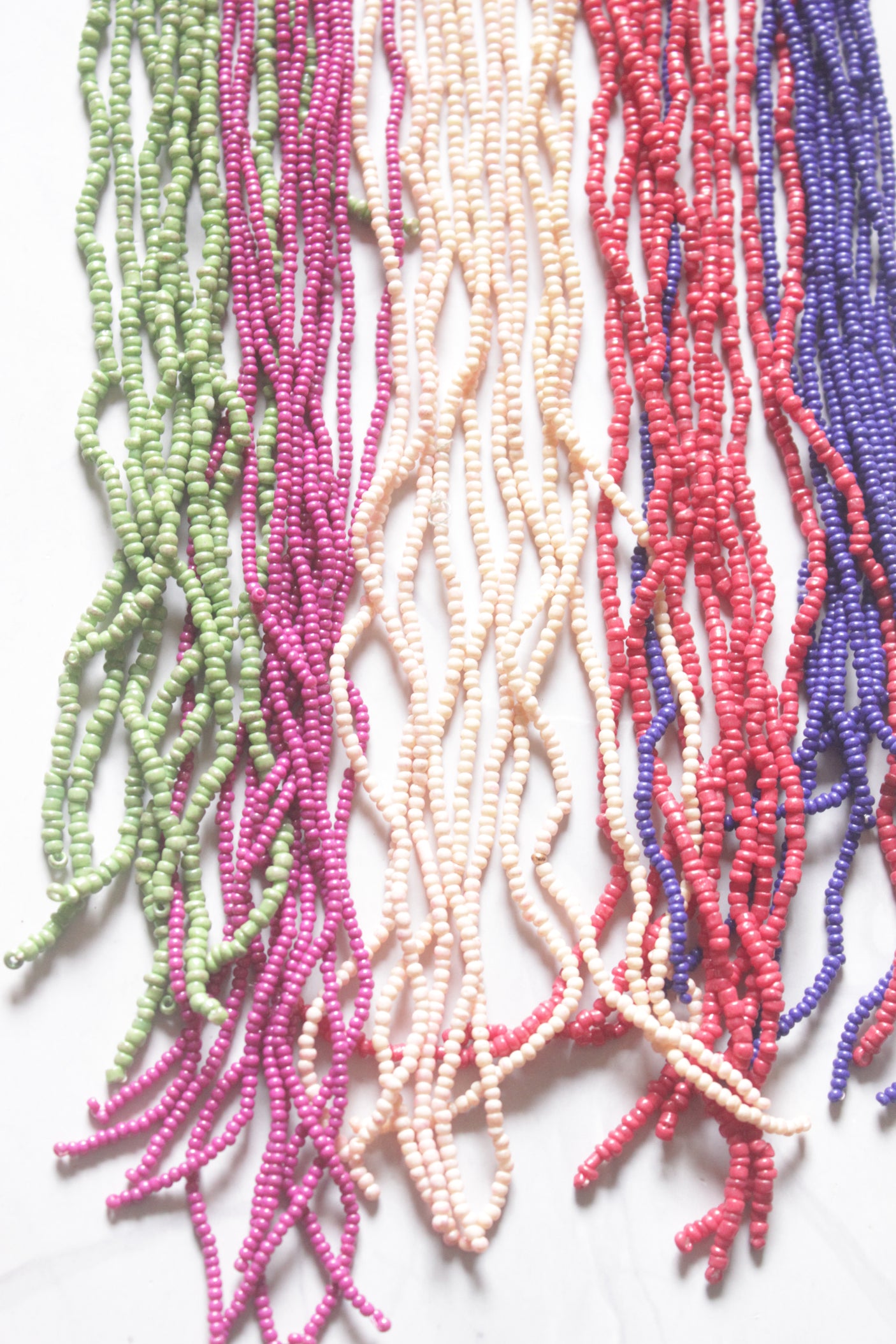 Vibrant Multi-Color Seed Beads Long Fringe Waterfall Necklace