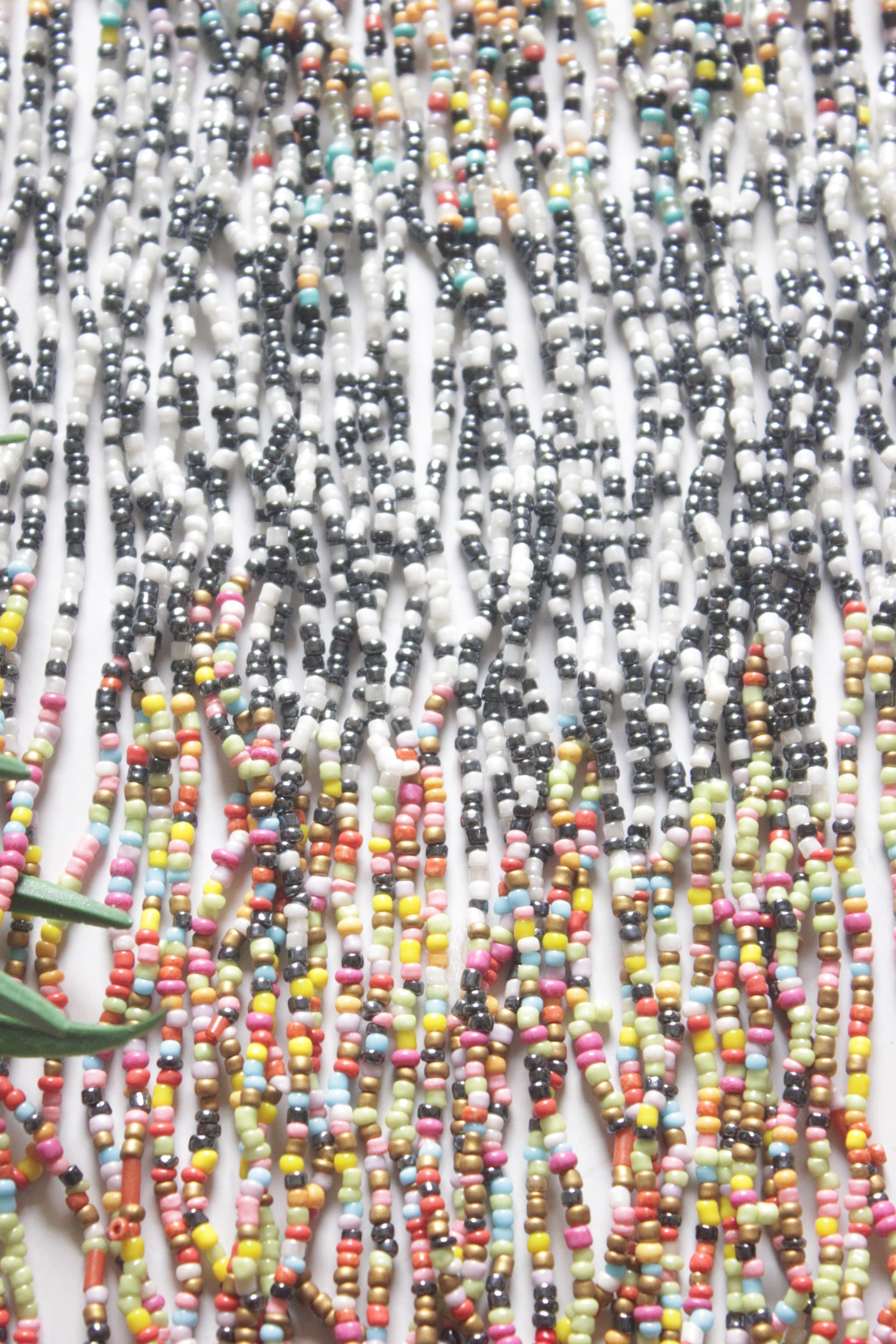 Multi-Color Seed Beads Long Fringe Waterfall Necklace