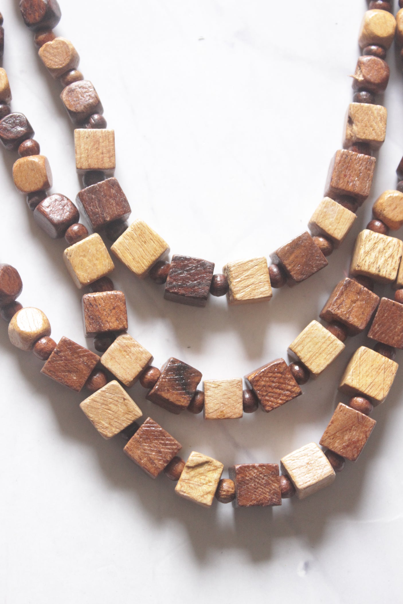 Shades of Brown Wooden Beads 3 Layer Handmade Necklace