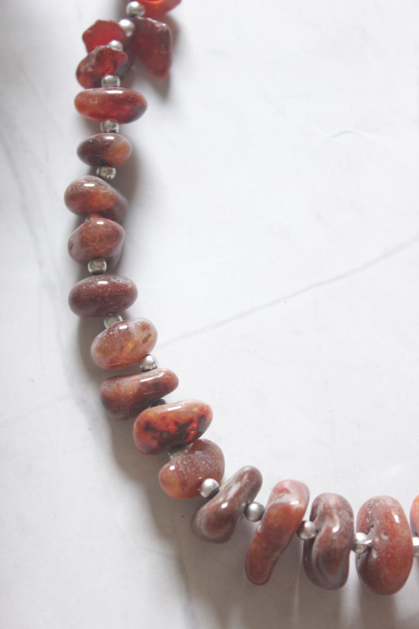 Deep Mahogany Agate Rough Nugget Necklace with Silver Accents