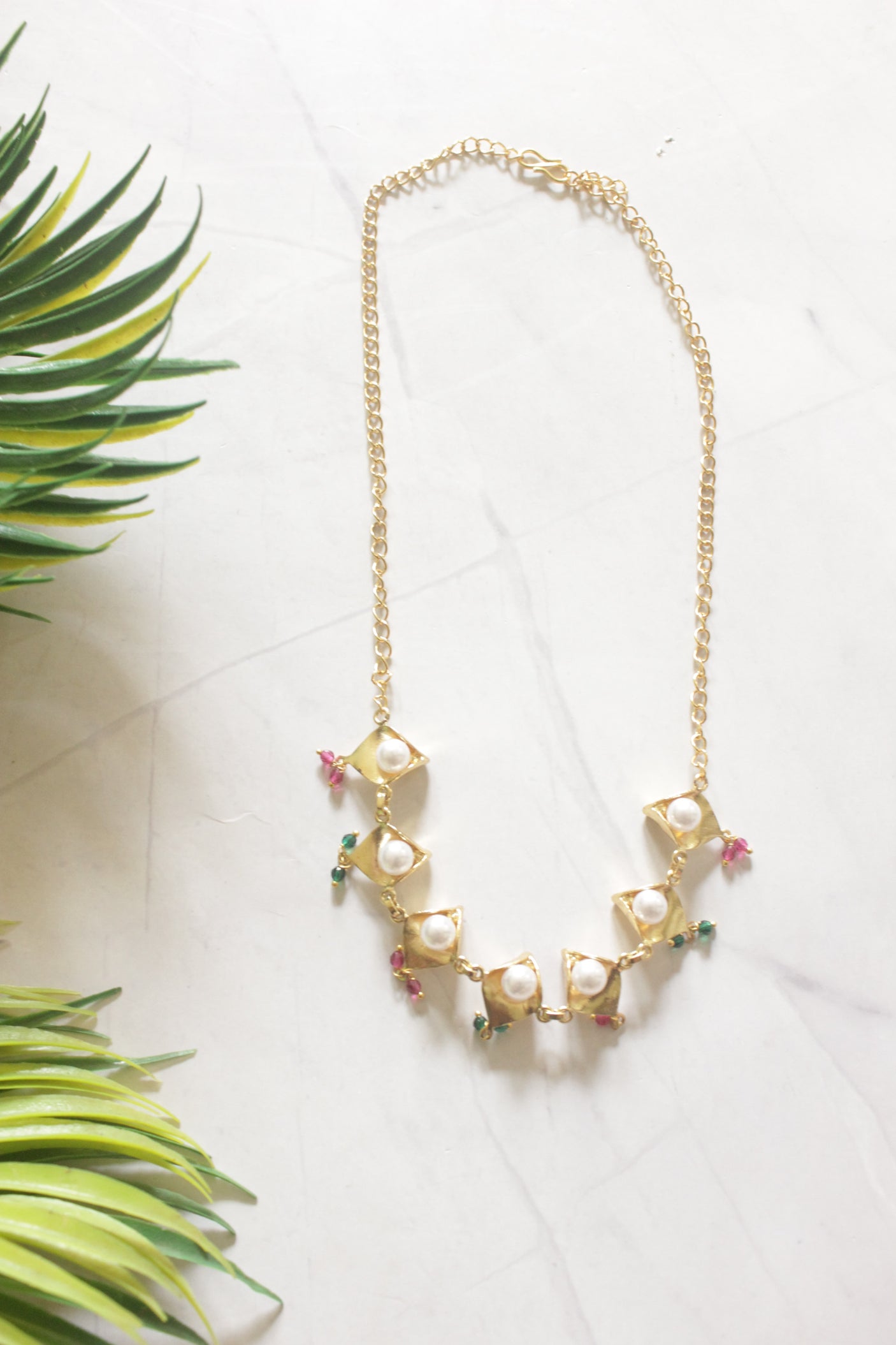 Gold-Toned Gulnaar Pearl Floral Charm Necklace