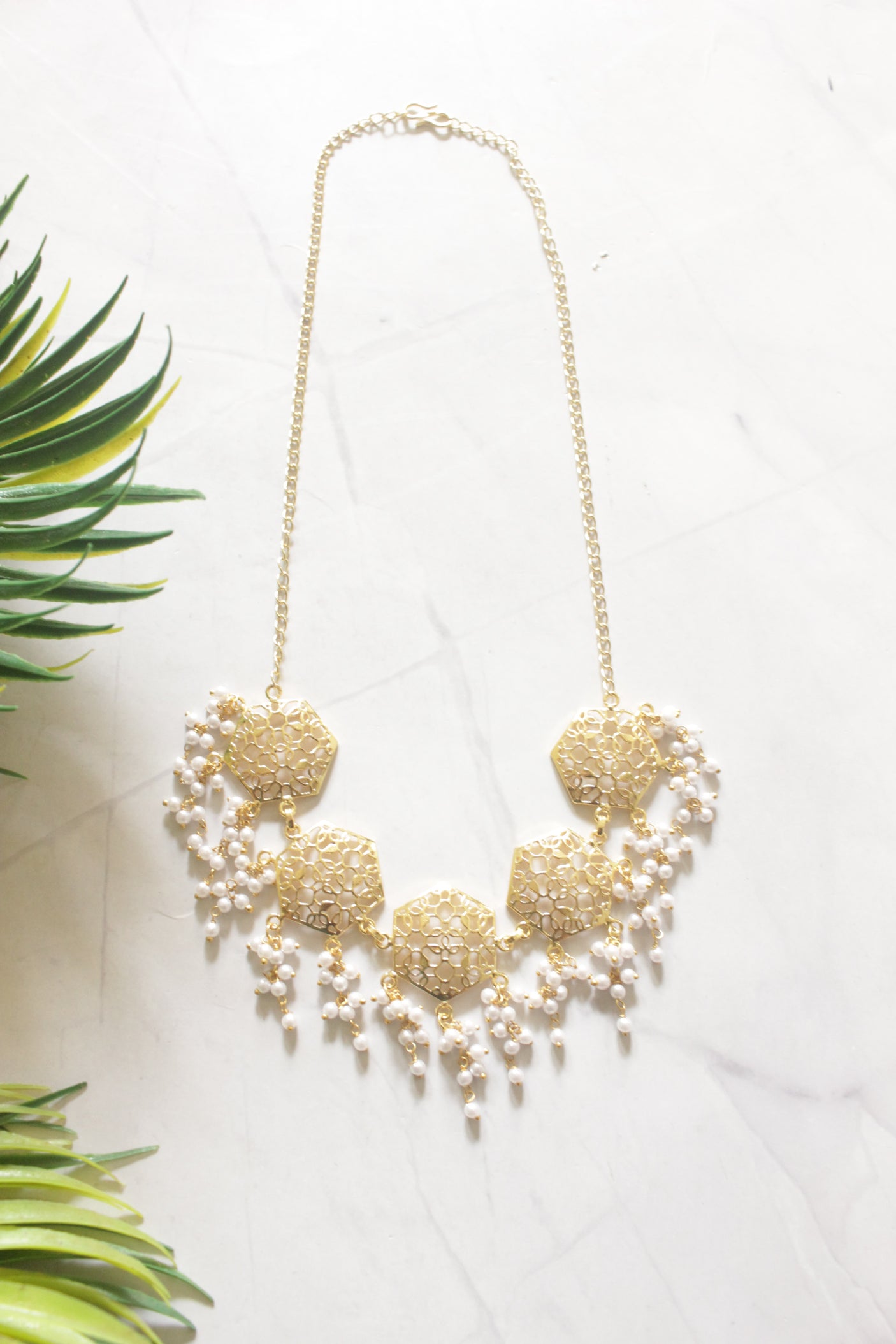 Moonlit Honeycomb Pearl Necklace