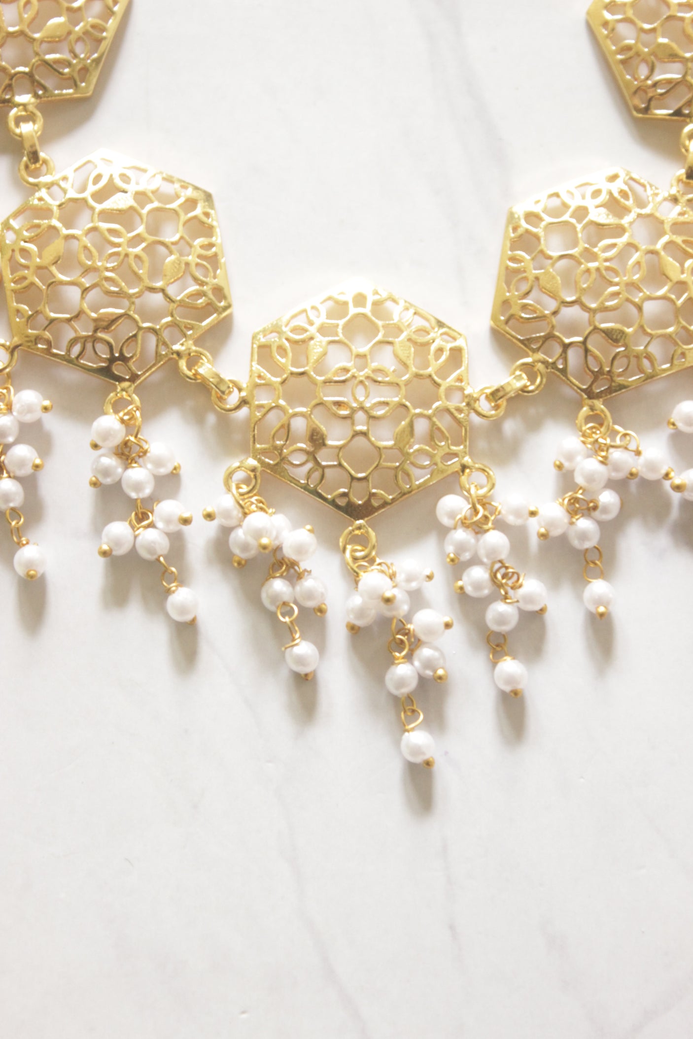 Moonlit Honeycomb Pearl Necklace