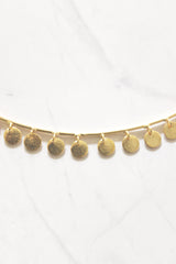 Dainty Gold Coin Disc Multi-Charm Rigid Wire Choker Necklace