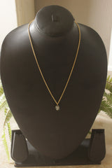 Rough Cut Aquamarine Crystal Drop Gold Chain Necklace