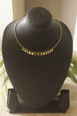 Dainty Gold Coin Disc Multi-Charm Rigid Wire Choker Necklace