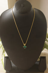 Emerald Drop Natural Gemstone Embedded Gold Tone Long Chain Necklace