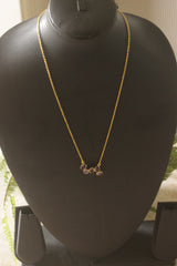 Lavender Dewdrops Gold Toned Gemstones Embedded Necklace