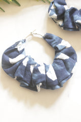 Handcrafted Indigo Fabric Hoop Earrings