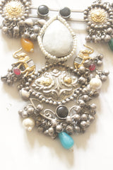 Exquisite Intricately Detailed Statement Necklace with Natural Gemstones