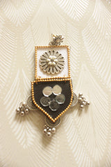 Sheesha Mirror Work Shield Drop Ghungroo Earrings