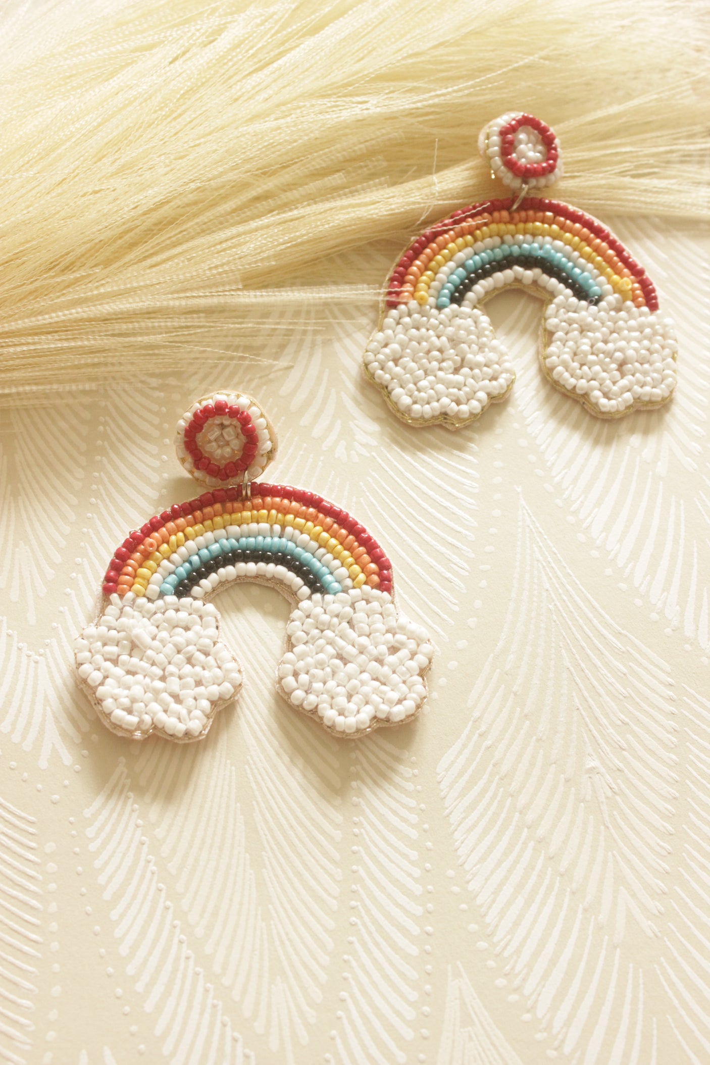 Multi-Color Hand Beaded Rainbow Earrings