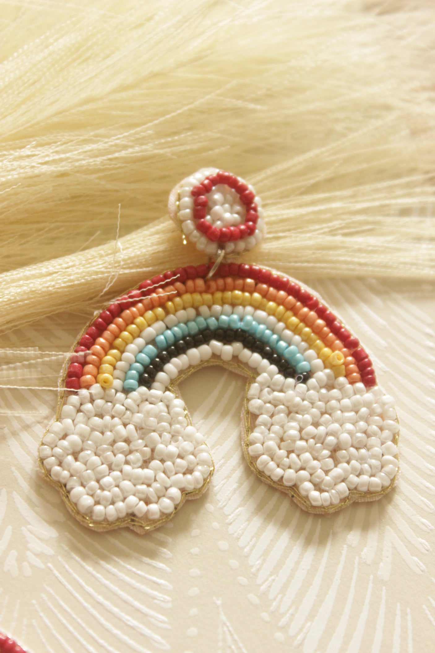 Multi-Color Hand Beaded Rainbow Earrings
