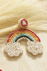 Multi-Color Hand Beaded Rainbow Earrings