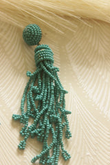 Ocean Breeze Hand Beaded Tassel Earrings